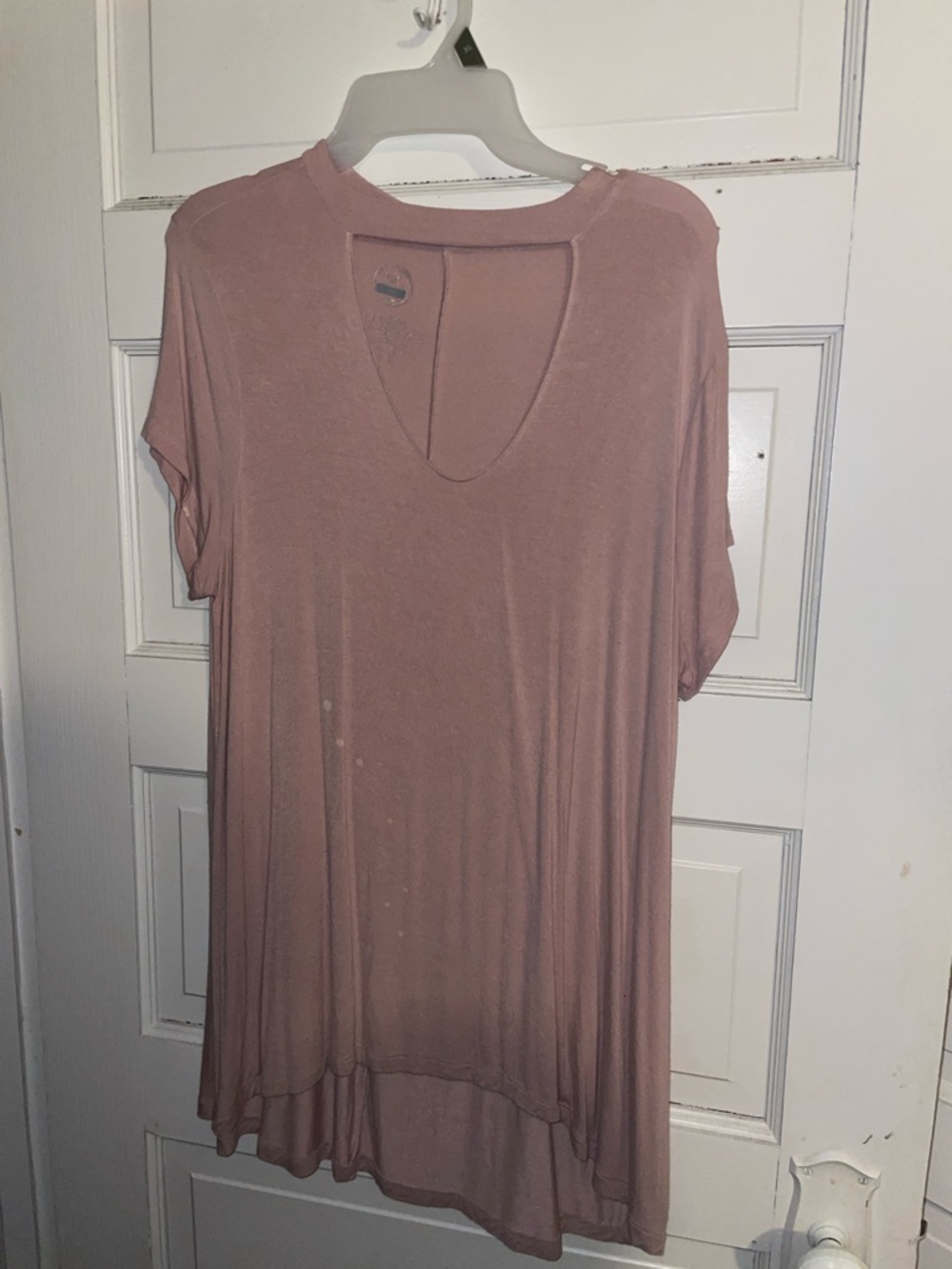 Women's Dusty Rose Short Sleeve V-Neck Tunic Top